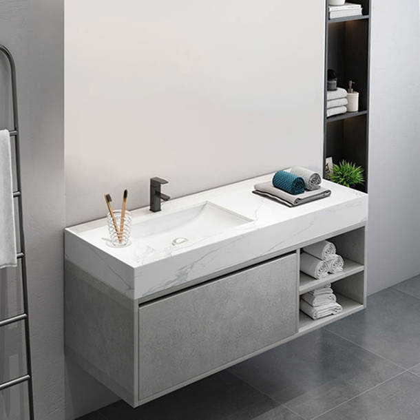 Orren Ellis Boyter 35.4'' Single Bathroom Vanity with Solid Surface Top